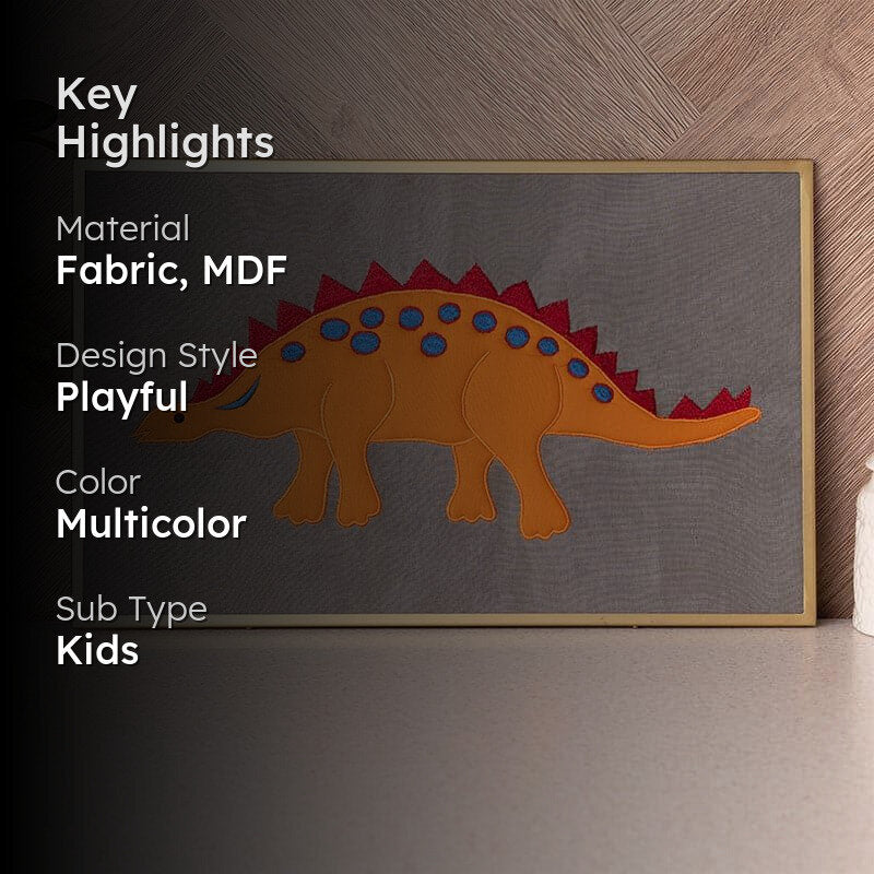 Stegosaurus Roar MDF & Fabric Wall Accent  - Dino Buddies Collection media 2