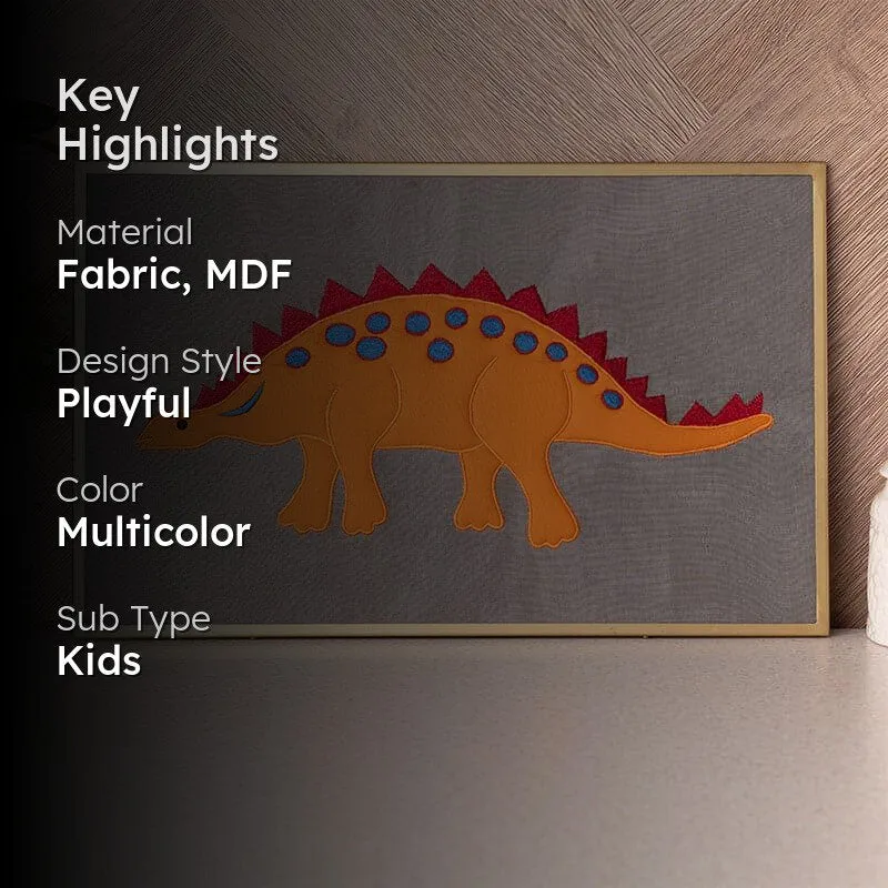 Stegosaurus Roar MDF & Fabric Wall Accent - Dino Buddies Collection media 2