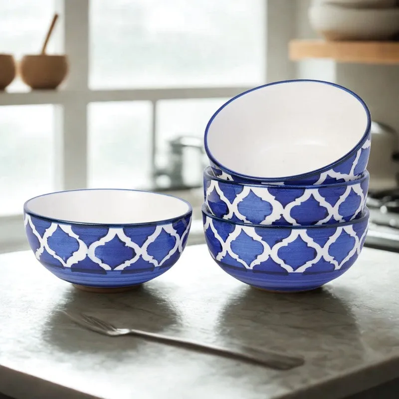 Biteza Ceramic Snack Bowls (Blue , 180 mL Each) - Set Of Four media 3