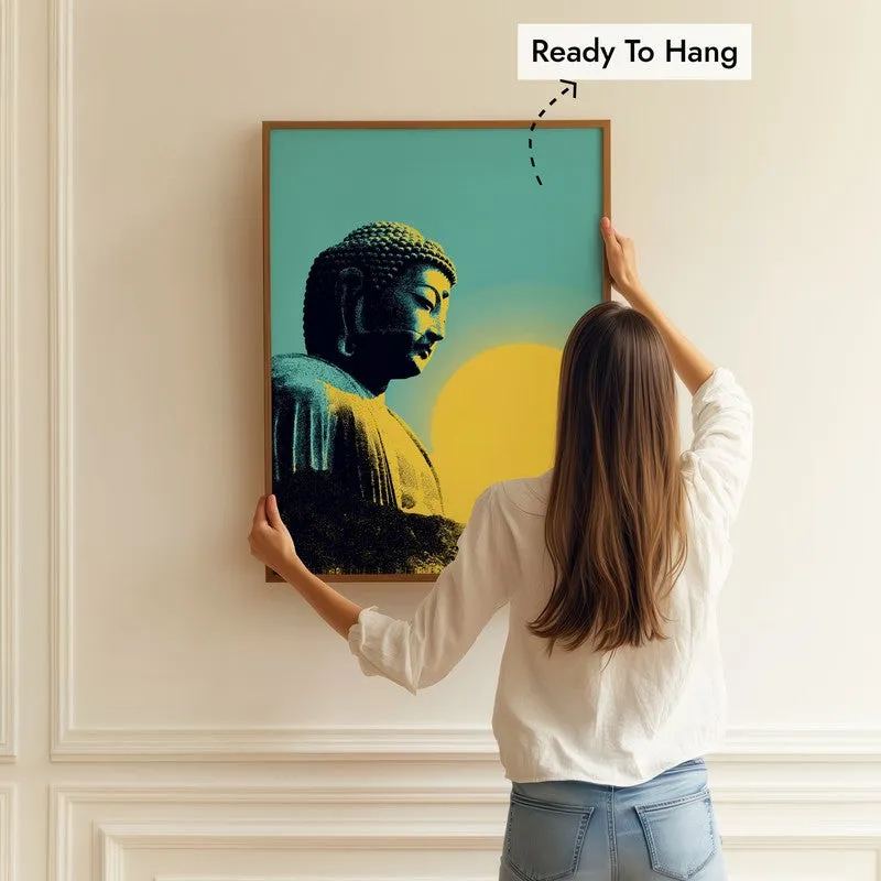 Buddha In Golden Aura IV Archival Paper Wall Painting With Brown Frame media 5