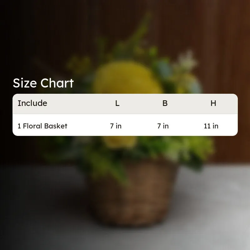 Sunshine Yellow Solawood Floral Basket media 6