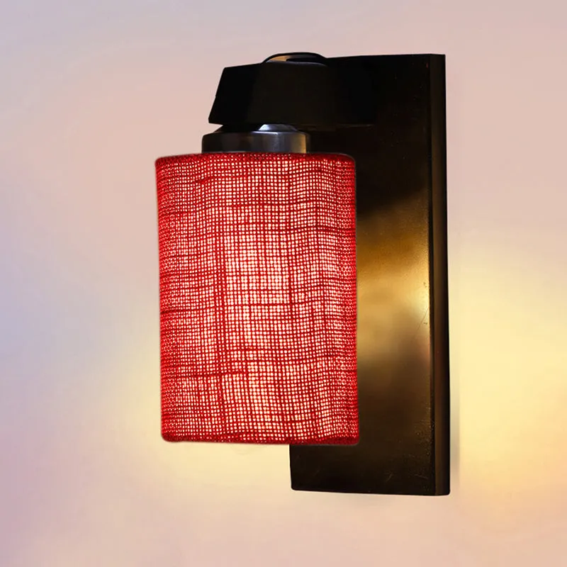 Eyrie Jute & Wooden Wall Lamp - Red media 4