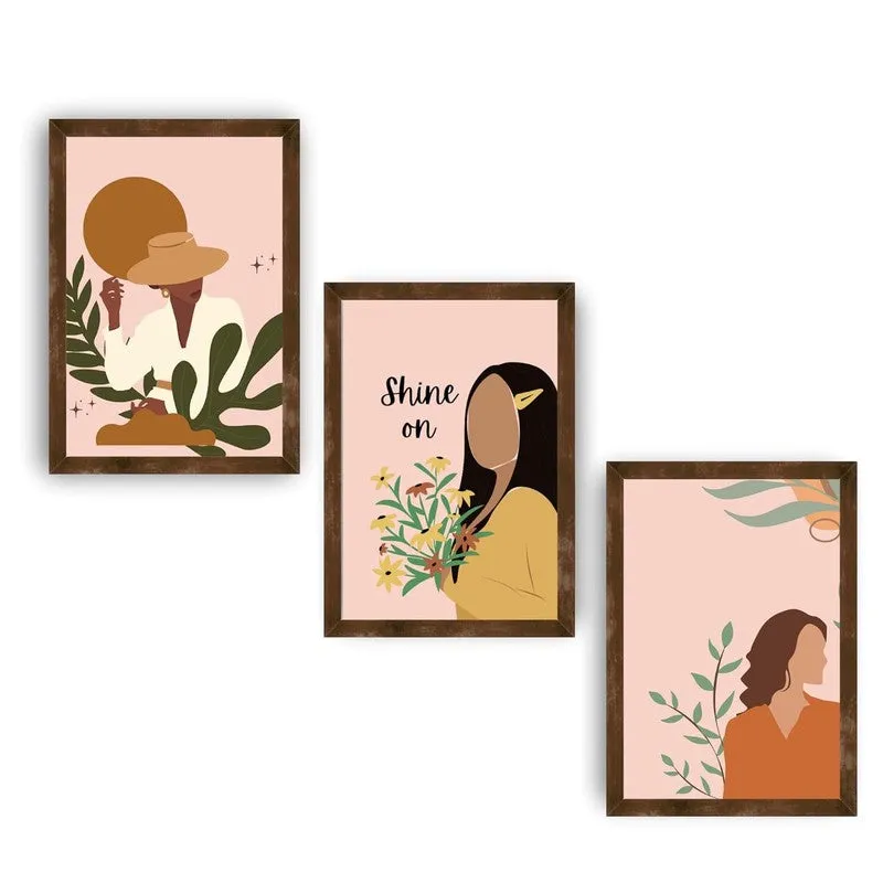 Sunlit Muse Paper Wall Painting With Frame - Brown media 5