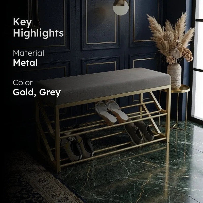 Adjustable Metal Shoe Rack - Gold,Grey media 2