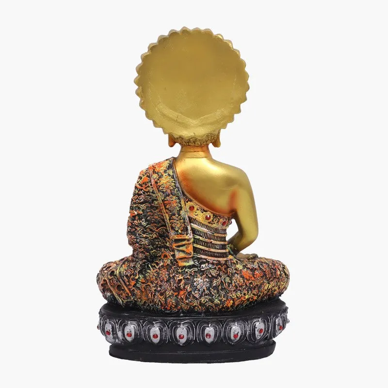 Sovereign Lotus Buddha Polyresin Idol (11 inches) - Gold media 5