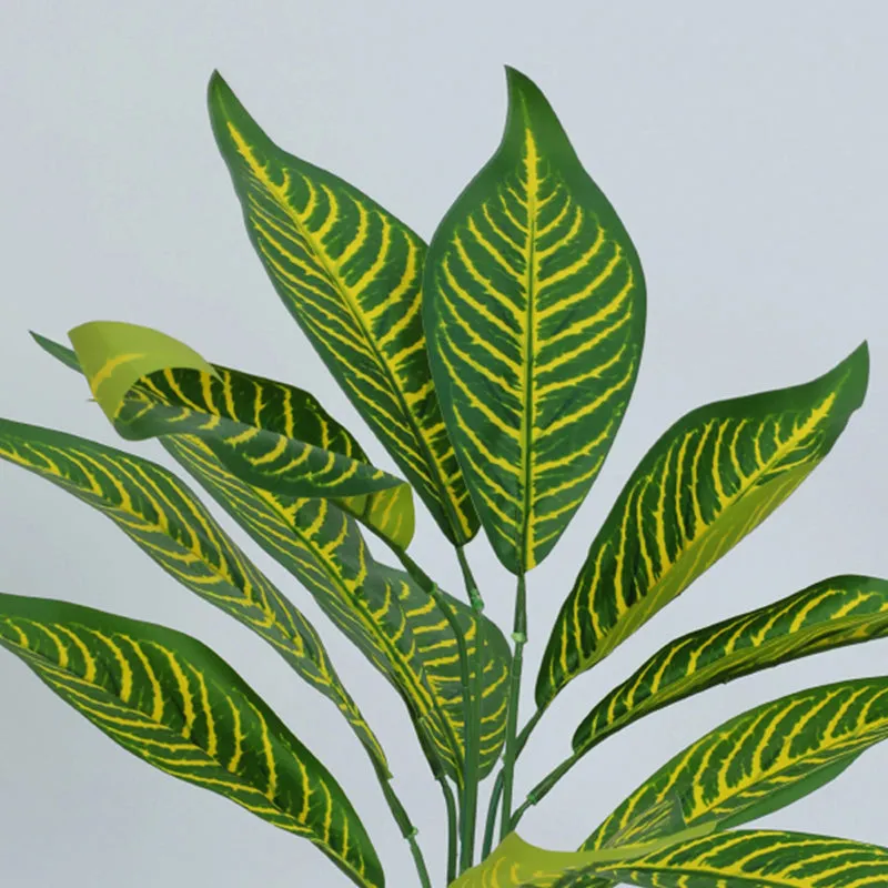 Edena Artificial Yellow Croton With Black Plastic Pot - 1.6 Feet media 4