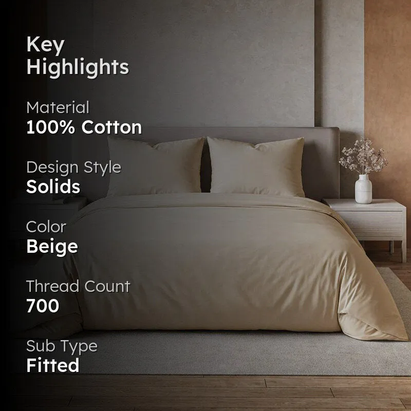 Maison Solid Cotton Bedsheet (Beige) - 700 TC media 2