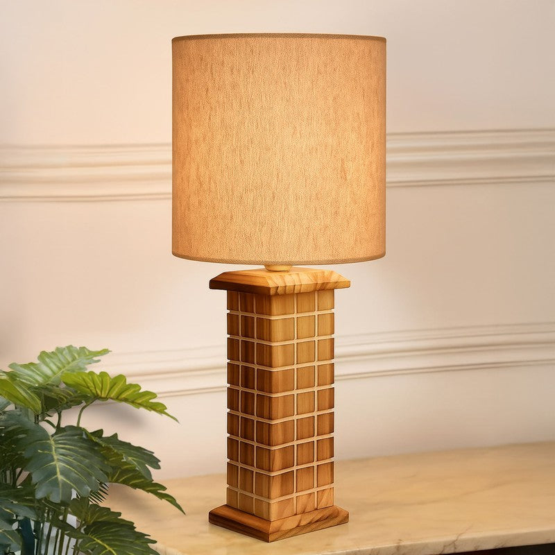 ZenithLight Modern Bedside Wooden Table Lamp - Beige,Brown