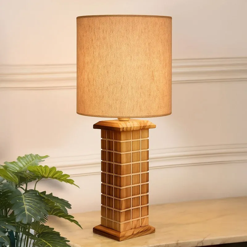 ZenithLight Modern Bedside Wooden Table Lamp - Beige,Brown media 1