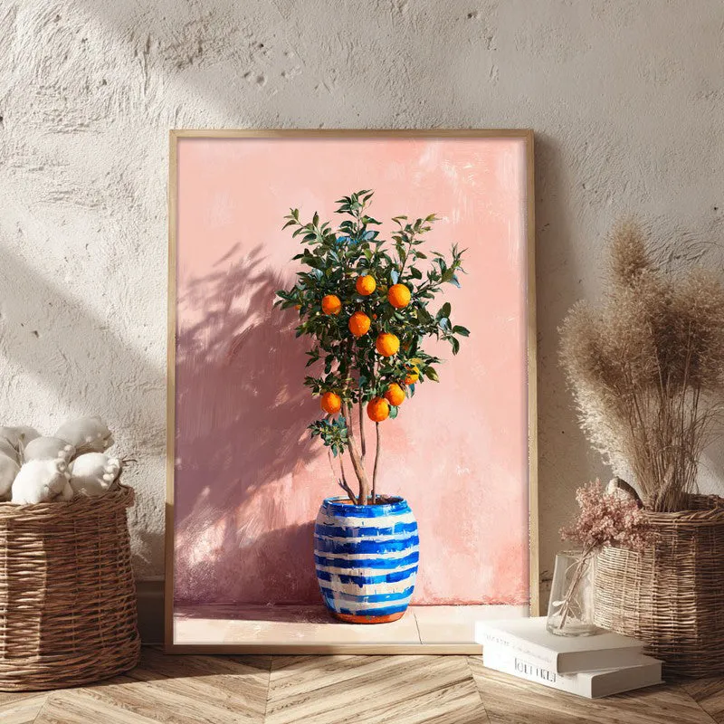 Sunlit Citrus Canvas Wall Painting - Brown Frame media 3