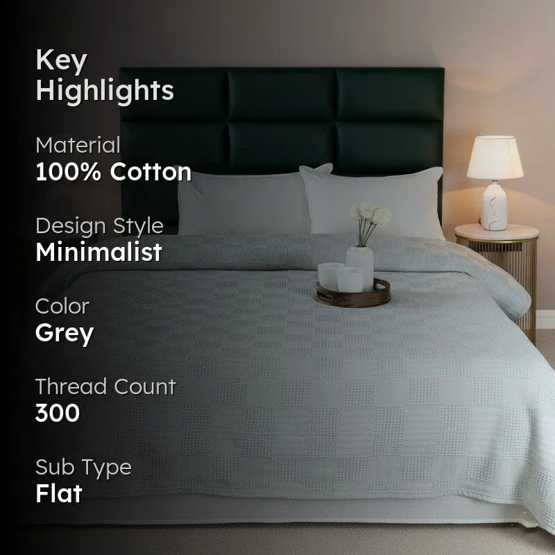 GridForm Cotton Bedsheet (Grey) - 300 TC media 2