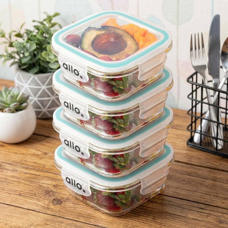 Oliva Square Glass Storage Container (550 ML) - Set Of Four media 3
