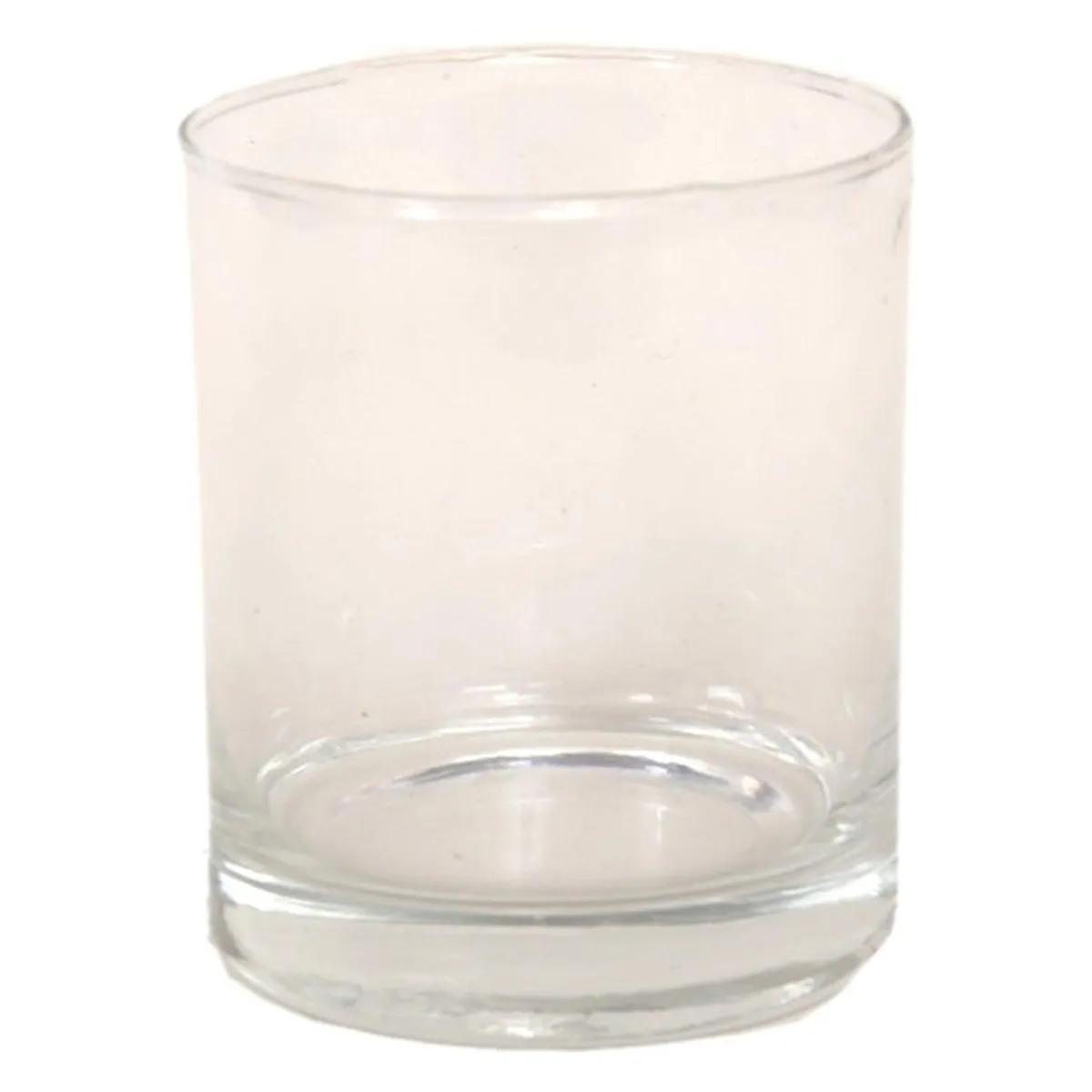 Plain transparent whiskey tumbler on a white background