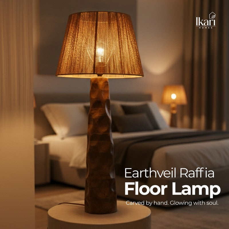 Sculpted Raffia Mango Wood Floor Lamp media 5