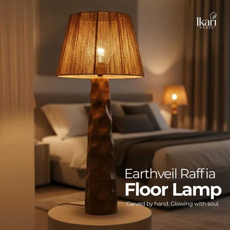 Sculpted Raffia Mango Wood Floor Lamp media 5