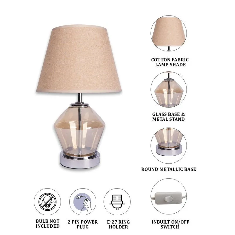 AarviDecor Brixton Designer Cotton Table Lamp - Beige media 7