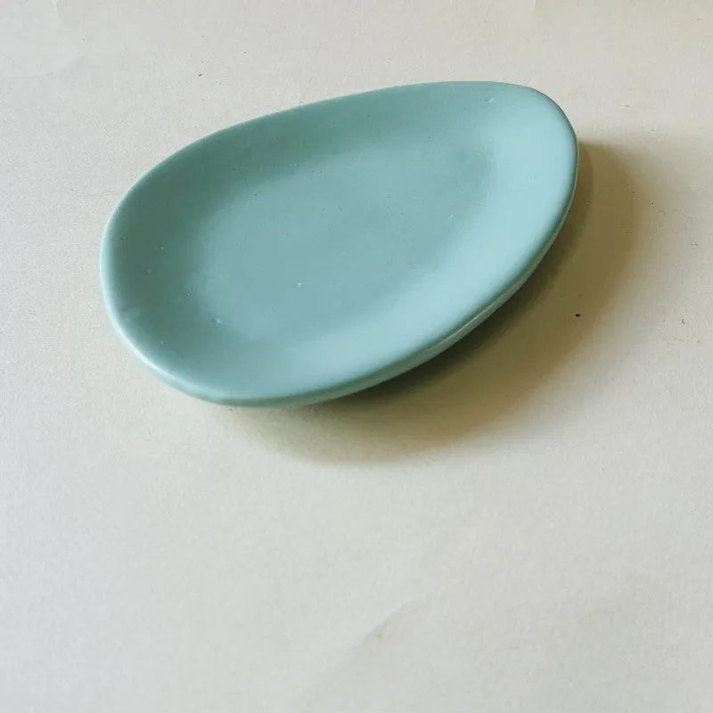 Almond Ceramic Platter (5 Inch) - Green media 3