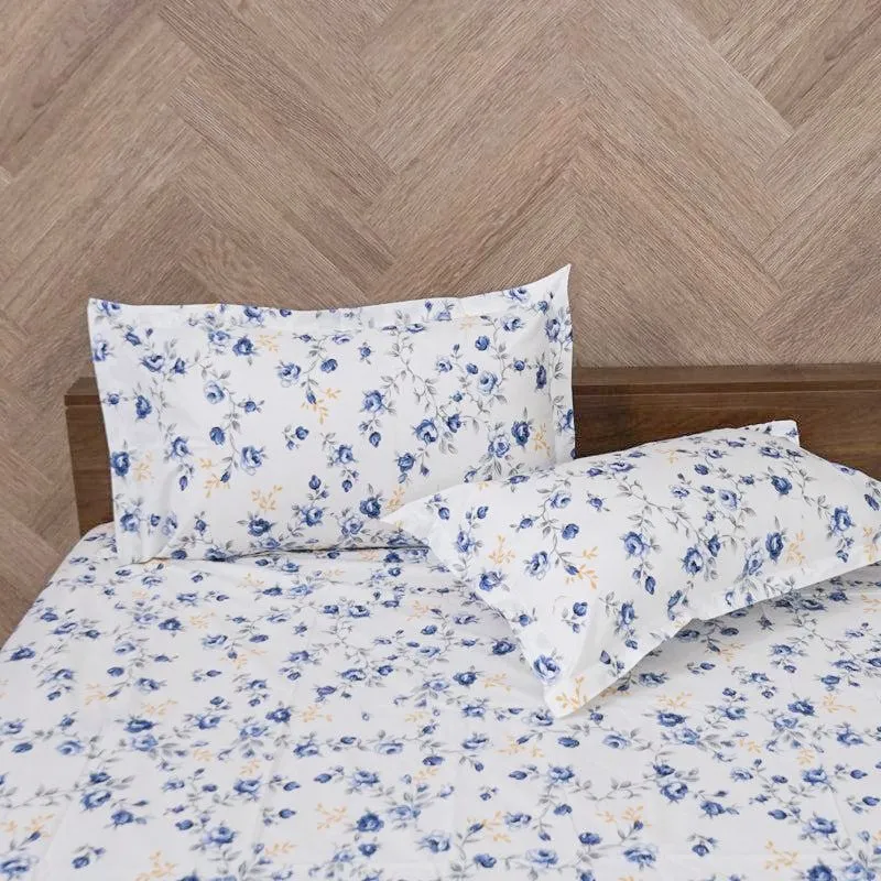 Ramisa Floral Cotton Bedsheet (Blue) - 180 TC media 4