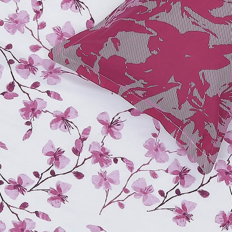 Monte Carlo Floraline Cotton Bedsheet (White,Pink) - 104 TC media 6