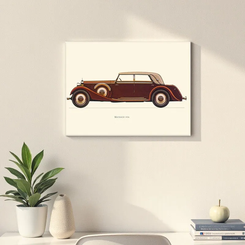 Retro Ride Car Wall Painting - Maroon media 2