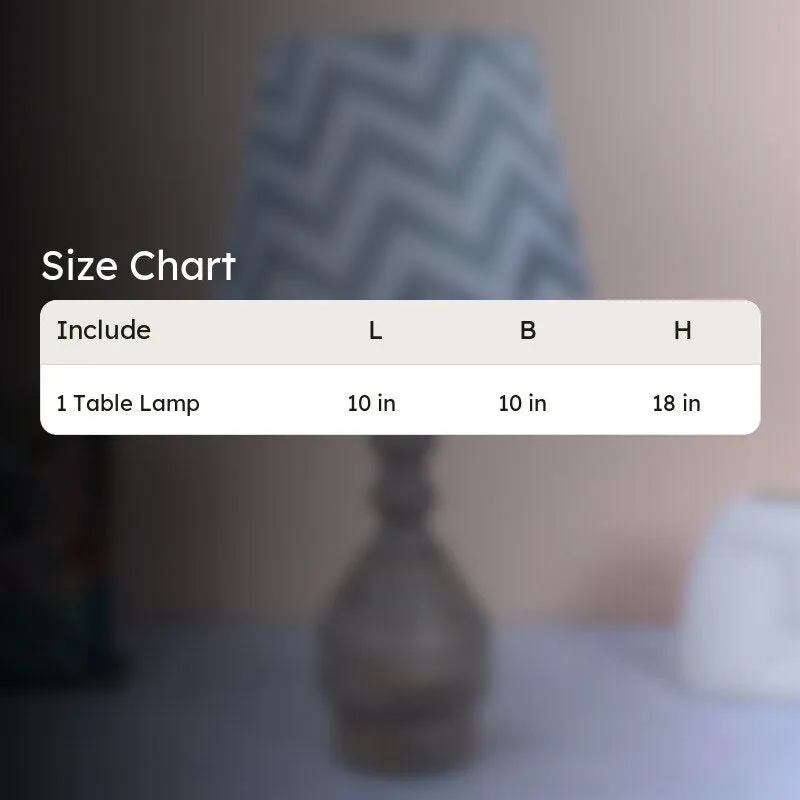 Chevron Light Glyph Printed Mango Wood Table Lamp - Grey, White media 5