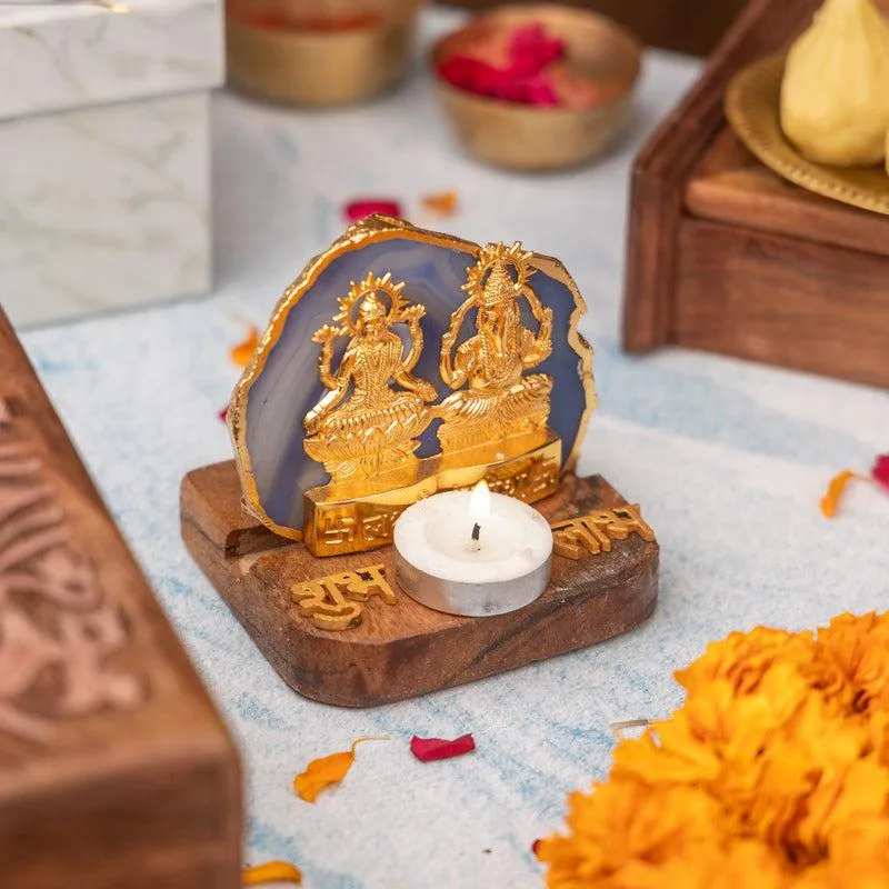 Divine Laxmi Ganesha Agate Festive Gift Box - Blue media 4