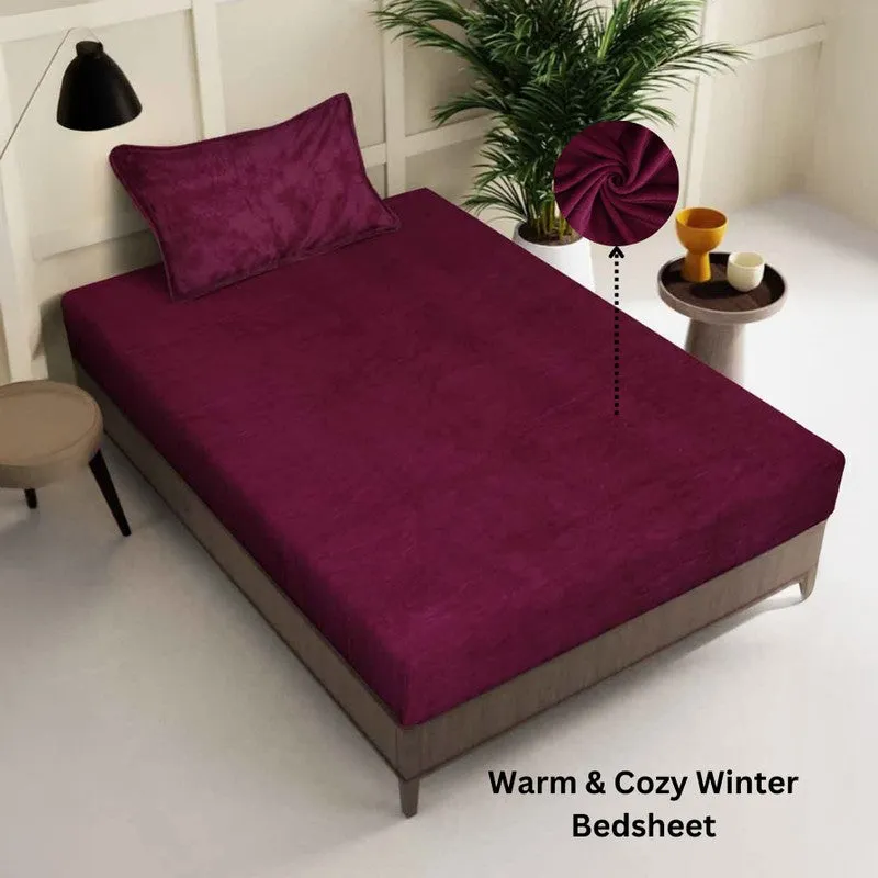 Gentle Rest Fleece Bedsheet (Maroon) - 180 GSM media 3