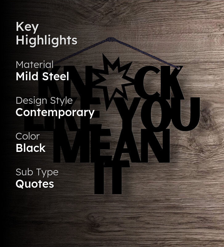 Knock Like You Mean It Typography Mild Steel Wall Accent media 2
