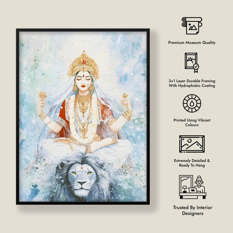 Shakthi Spiritual Archival Paper Wall Painting With Frame - Black media 8