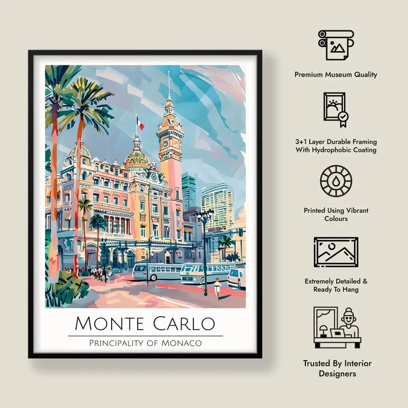 Vintage Monte Carlo Framed Canvas Wall Painting media 8