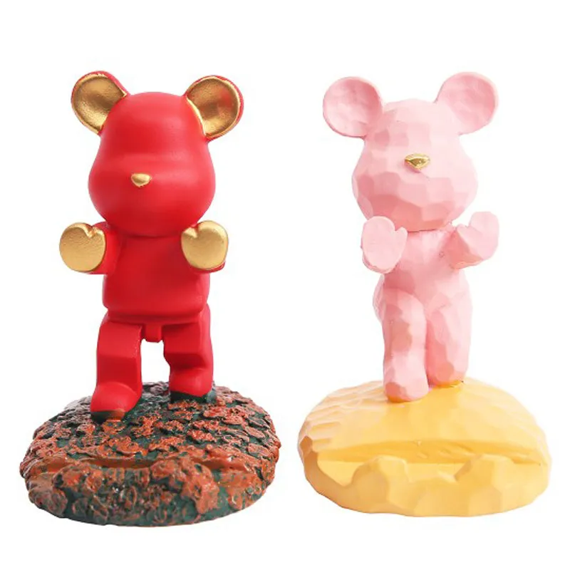 Teddy Duo Resin Showpiece (Red & Pink) - Set Of Two media 4