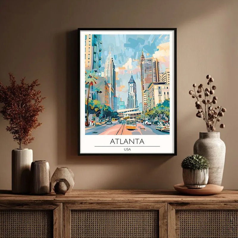 Vintage Atlanta Framed Canvas Wall Painting media 3