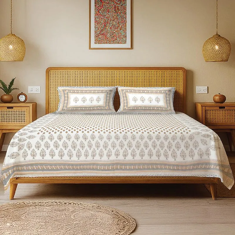 Urban Space Gulnaar Soft Cotton Bedsheet (Soft Brown) - 200 TC media 1
