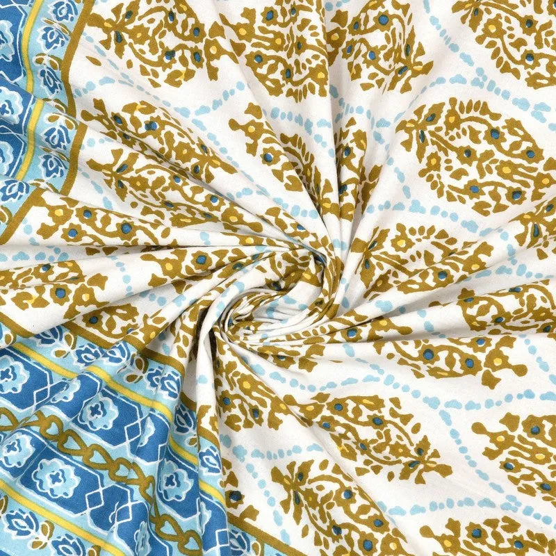 Gardenet Cotton Bedsheet (Yellow,Blue) - 240 TC media 5