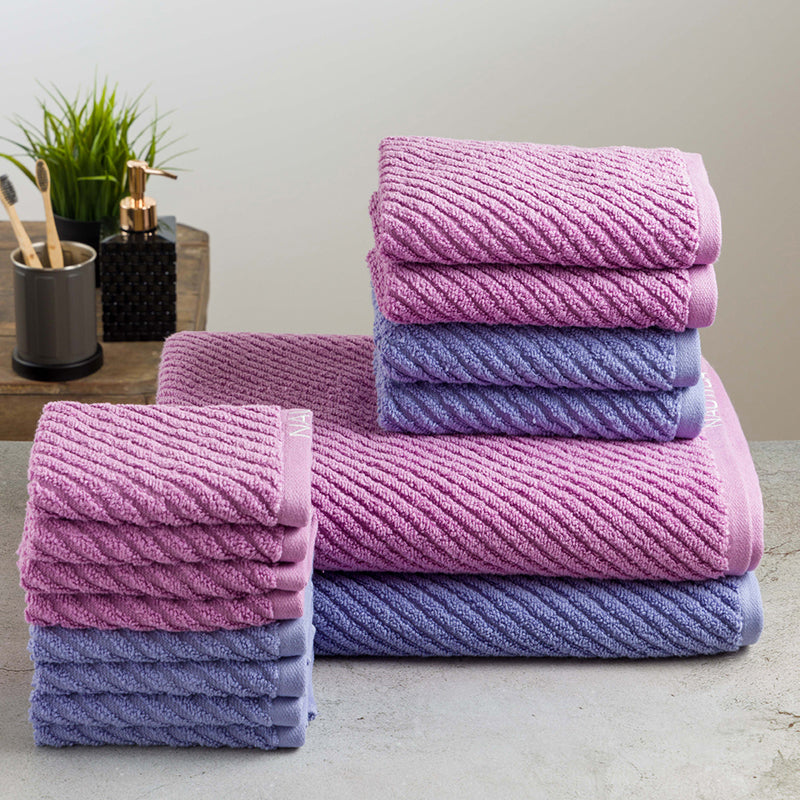 Nautica Riviera Soft Cotton Towel Set (Lilac & Light Blue) - Set Of Fourteen media 4