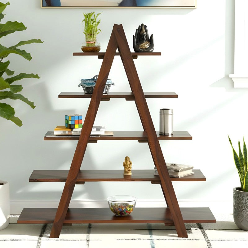 Uverox Sheesham Wooden Wall & Book Shelve - Dark Brown