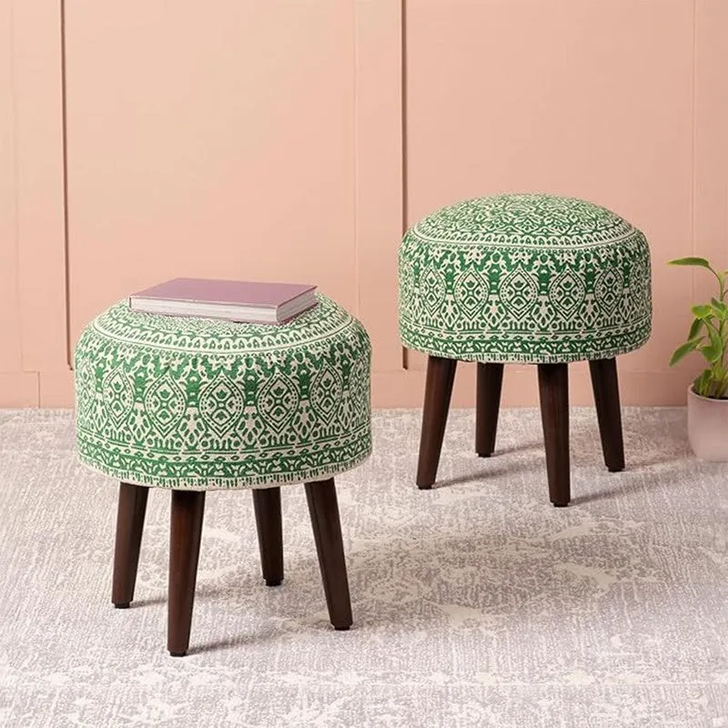 Dona Cotton Ottoman (Green) - Set Of Two media 1
