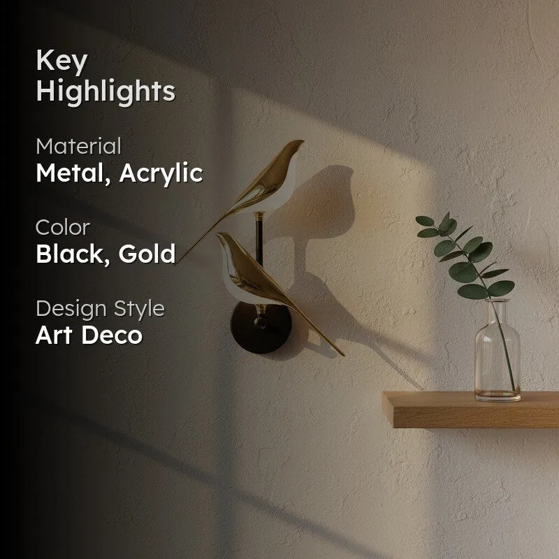 Winged Glow Acrylic & Metal Wall Lamp media 2