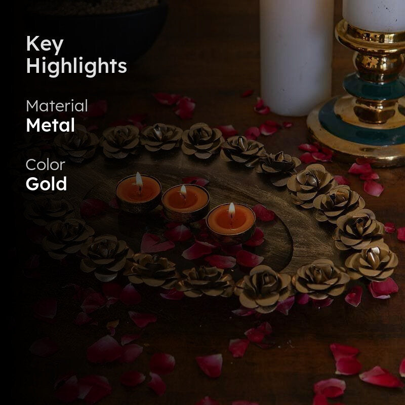 Antique Pooja Thali With Diya Holder media 2