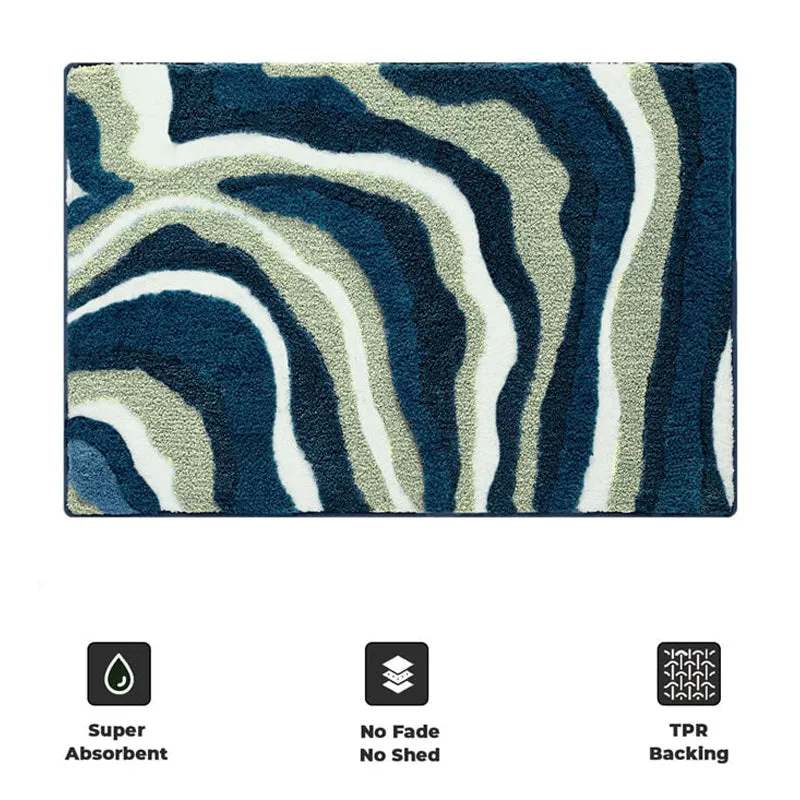Wavy Whirls Microfiber Bath Mat - Green media 6
