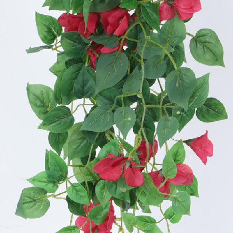 Faux Bougainville Vine Hanging Plant - Red media 3