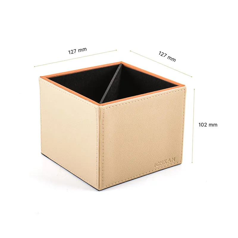 Tisca Faux Leather Pen Stand - Beige media 8