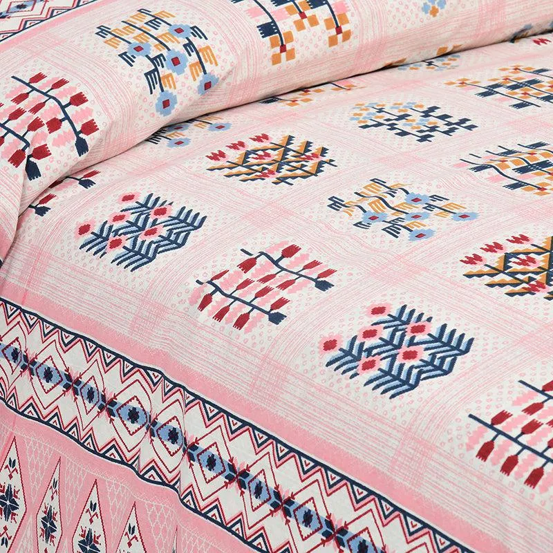 Ishani Breeze Floral Cotton Bedsheet (Pink & White) - 160 TC media 3