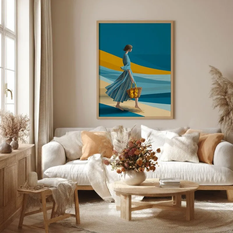 Ocean Air Canvas Wall Painting - Brown Frame media 4