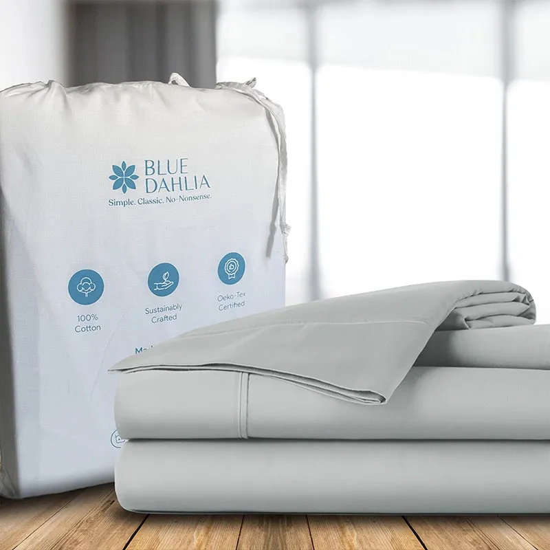 Maison Fitted Solid Cotton Bedsheet (Light Grey) - 400 TC - 14