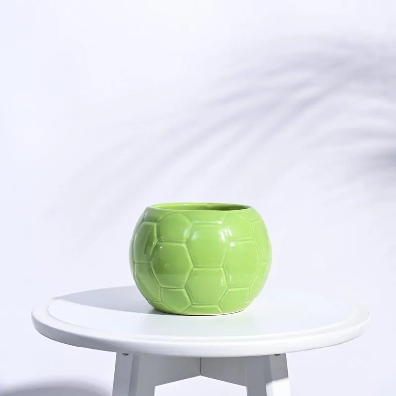 Ugaoo Football Light Green Ceramic Pot media 1