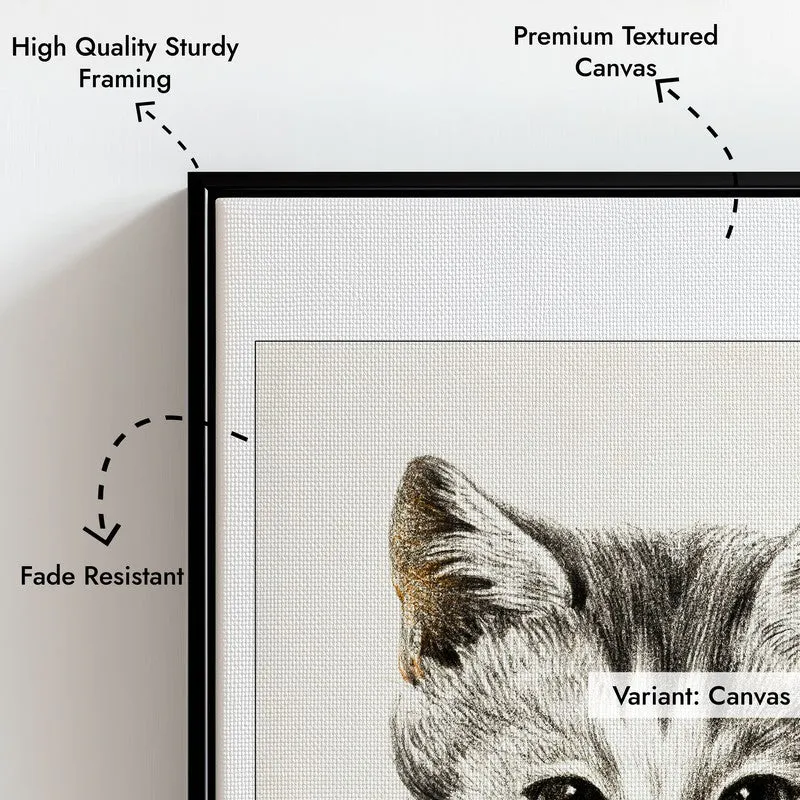 Sketch of a Cat Jean Bernard Archival Canvas Wall Painting - Black Frame media 7