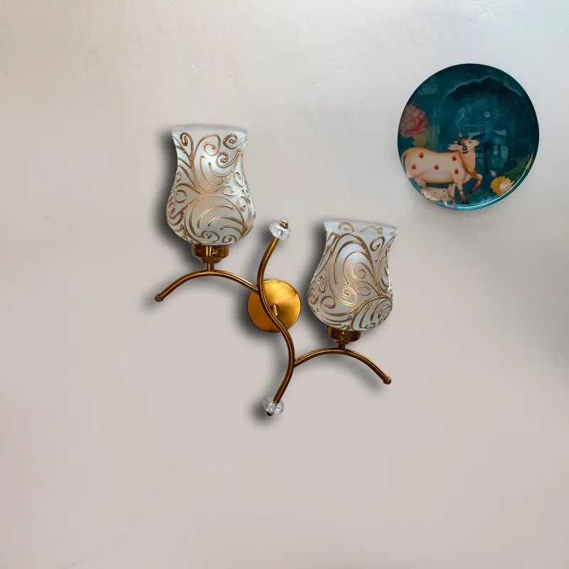 TwinAura Glass Wall Lamp - White & Gold media 3