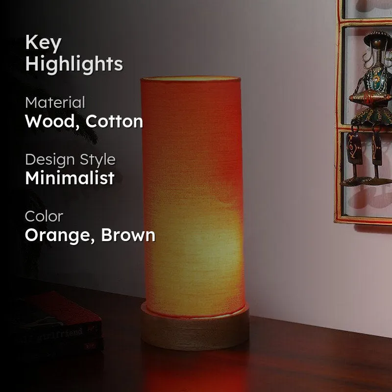 Nyra Tower Wooden Table Lamp - Orange,Brown media 2