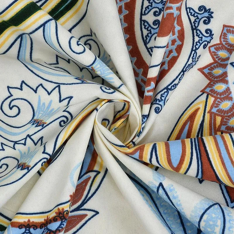 Rajput Weaves Ethnic Quilted Bedding Set (Off White & Blue) - Five Piece Set media 5